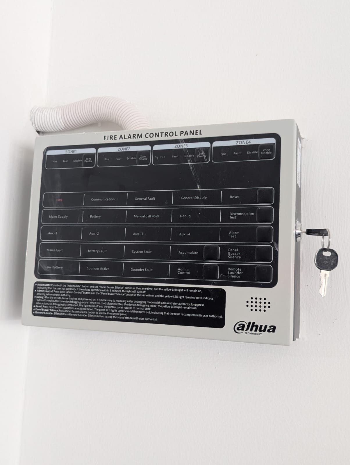 Addressable fire alarm panel installation in control room