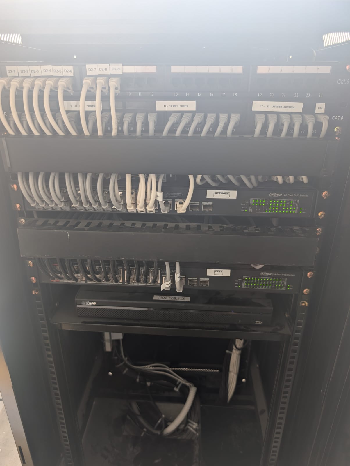 Dahua gigabit switch installation with PoE for cameras and access control